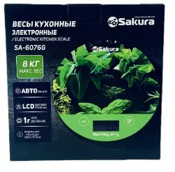 SAKURA весы кухонные 8кг зелень  SA-6076G